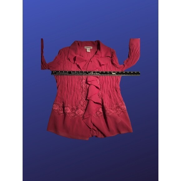 CHADWICK’S Semi-sheer/Lace-Trim/Ruffled REGENCY Blouse, MAUVE, Size 16, NWOT - Picture 4 of 8